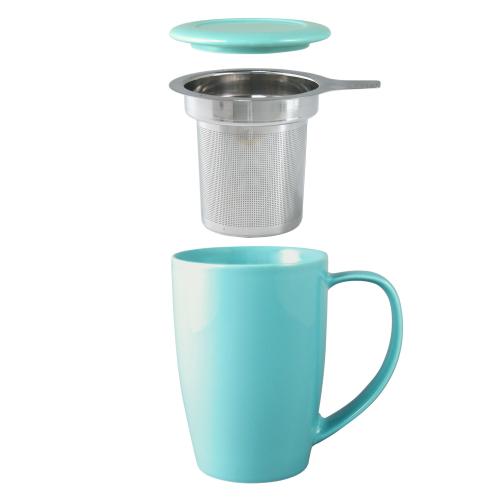 Curve Tall Tea Mug with Infuser and Lid 15 oz (multiple colors)