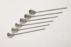 Straw Spoon Set- 6 Heart shaped in Stainless Steel 7 3/4