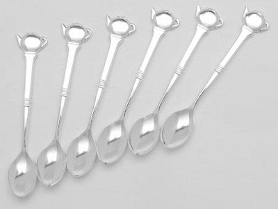 Nickel Plated Teaspoon or Jam Spoon Style #9, Set of 6, 4.5 inches long