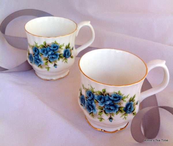 Blue Roses Mug Royal Albert Bone China, Made in England (Pattern name may be Blue Blossom) Vintage