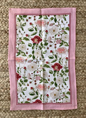 Traditional Rose Linen Tea Towel