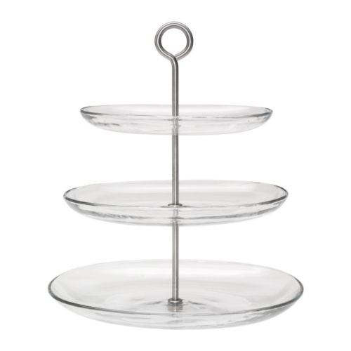 Three Tier Glass Server, stainless and glass