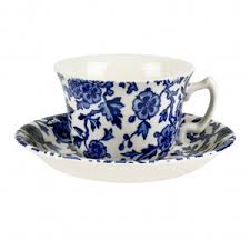 Blue Arden Teacup and Saucer by Burleigh, Made in England 6 oz